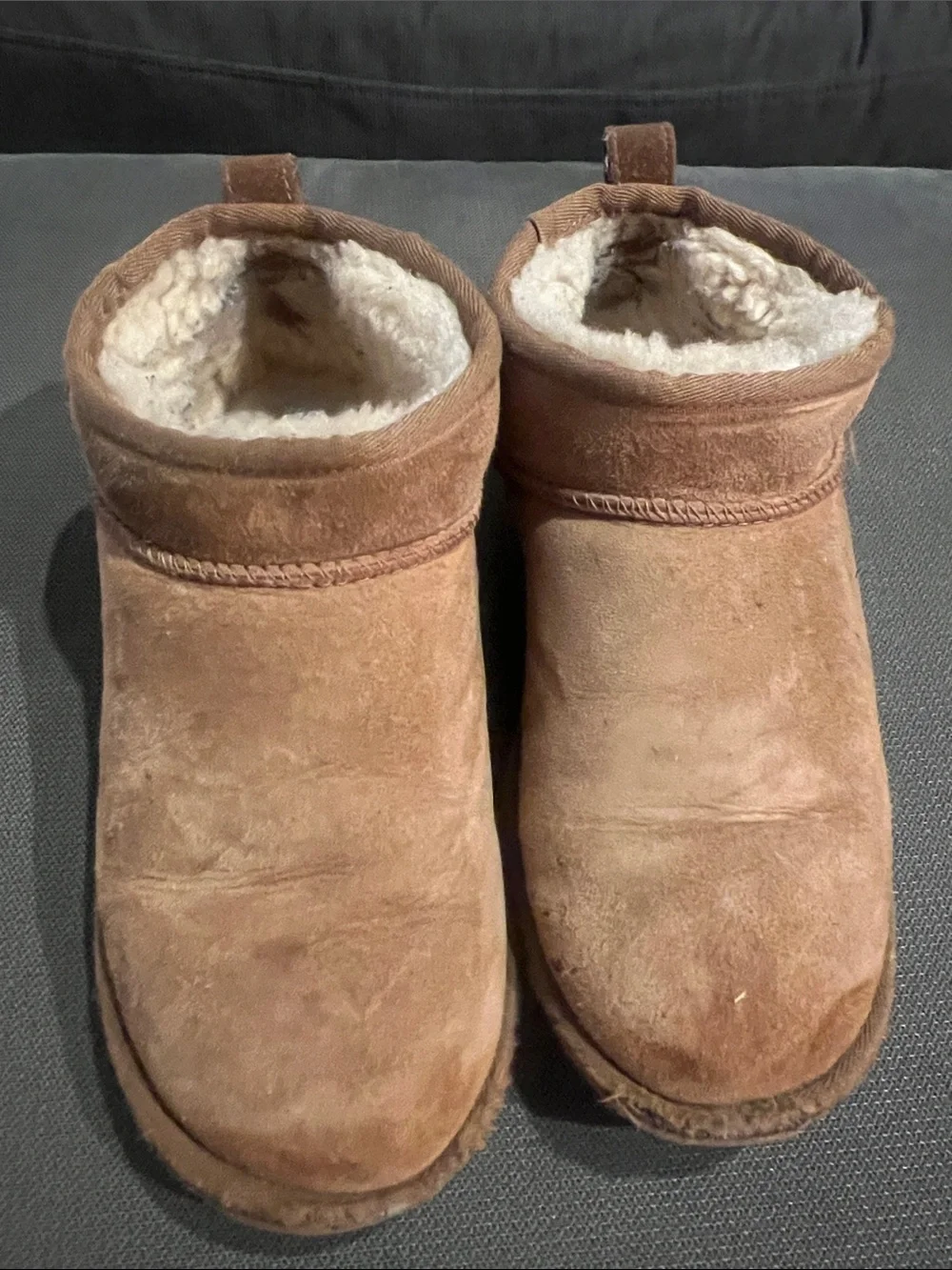 UGG Chestnut Suede Shearling-Lined Short Booties